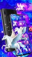 3D Cute Unicorn Glass Tech Theme poster
