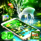 3D Dream Deer Glass Tech Theme icône