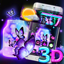 3D Neon Butterfly Glass Tech Theme ✨ APK