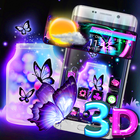 3D Neon Butterfly Glass Tech Theme icône