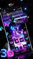 3D Firefly and Butterfly Glass Tech Theme Affiche