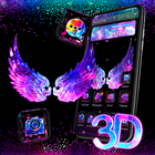 Cool Black Neon 3D Wings Theme ไอคอน