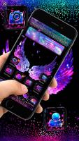 Cool Black Neon 3D Wings Theme Affiche