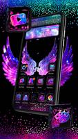 Cool Black Neon 3D Wings Theme capture d'écran 2