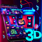 3D Neon Music Glass Tech Theme icône