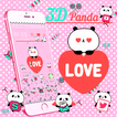 3D Gravity Cartoon Panda Love Red Heart Theme 🐼