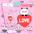 3D Gravity Cartoon Panda Love Red Heart Theme icône