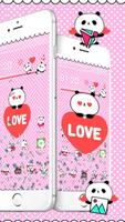 3D Gravity Cartoon Panda Love Red Heart Theme capture d'écran 2