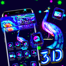 3D Glass Neon Peacock Glass Tech Theme 🦚 APK