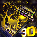 3D Golden Deer Night Glass Tech Theme 🦌 APK