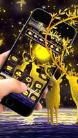 3D Golden Deer Night Glass Tech Theme 🦌 poster