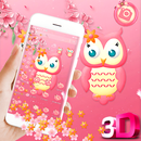 3D Gravity Pink Owl Sakura Flower Theme 🌺 APK