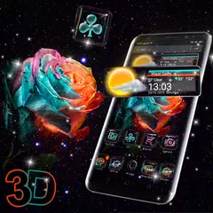 Descargar APK de Rose Galaxy 3D Glass Tech Theme 🌹