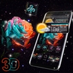 Rose Galaxy 3D Glass Tech Theme 🌹