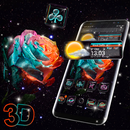 Rose Galaxy 3D Glass Tech Theme 🌹 APK