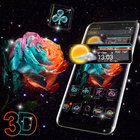 Rose Galaxy 3D Glass Tech Theme icône