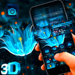 Blue Lotus Flower 3D Glass Tech Theme 🌷
