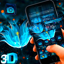 Blue Lotus Flower 3D Glass Tech Theme 🌷 APK