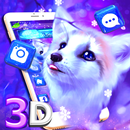 Cute White Shiny Wolf 3D Glass Tech Theme 🐺 APK