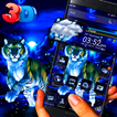 3D Blue Snow Tiger Glass Tech Theme 🐅