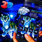 3D الثلج الأزرق نمر موضوع الزجاج التكنولوجيا أيقونة