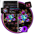 Colorful Glitter Flower 3D Theme icône