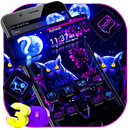 Night Cute Owl Moon 3D Glass Tech Theme 🦉 APK