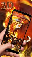 Fire Lion 3D Glass Tech Theme Affiche