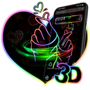 3D Neon Love Hand Theme 💖👌🏻 APK
