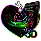 3D Neon Love Hand Theme icône