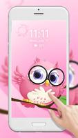 Pink Anime Cute Owl Plakat