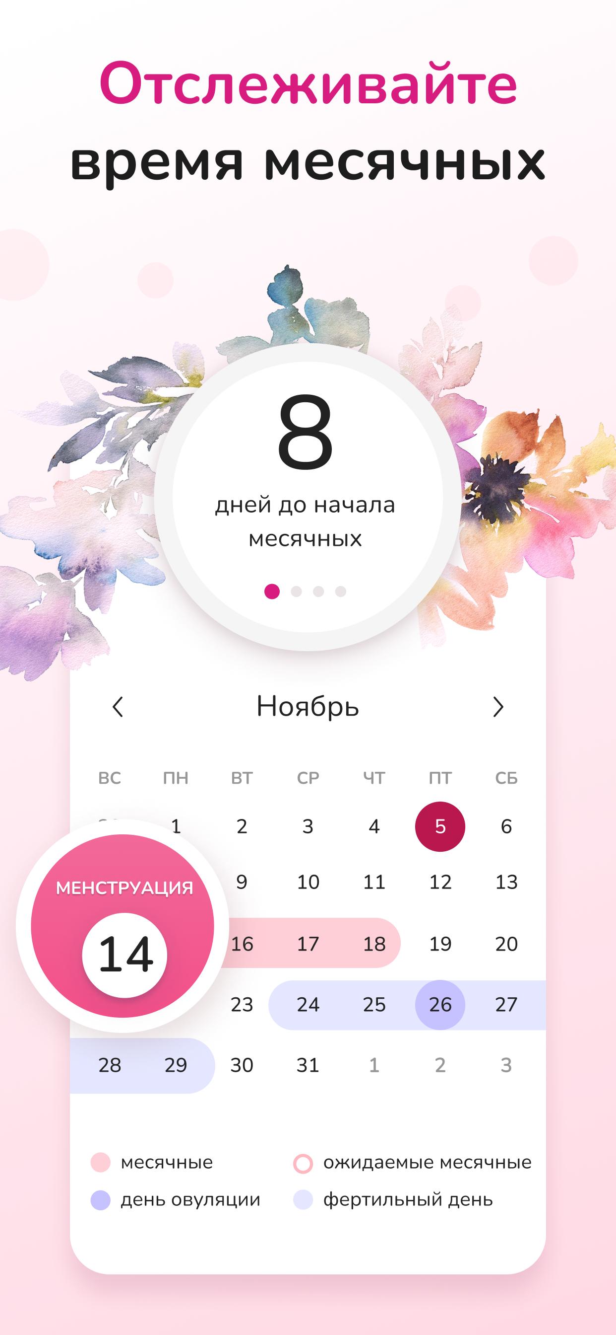 WomanLog Pro Женский календарь (менструация, фертильность, овуляция, секс) - ""Ж