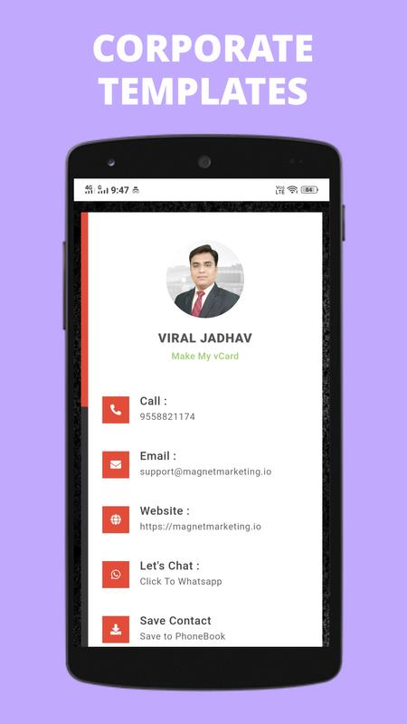 Digital Business Card Maker App By Make My Vcard For Android Apk