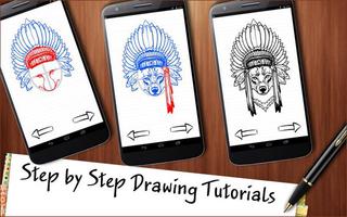 Learn to Draw Wolves Tattoo screenshot 1