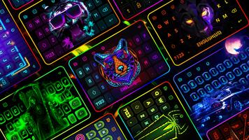 Neon LED Keyboard Fonts, RGB Poster