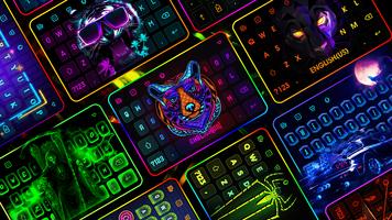 Neon LED Keyboard Fonts, RGB постер