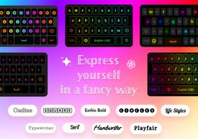 Fonts Keyboard - Neon Light постер