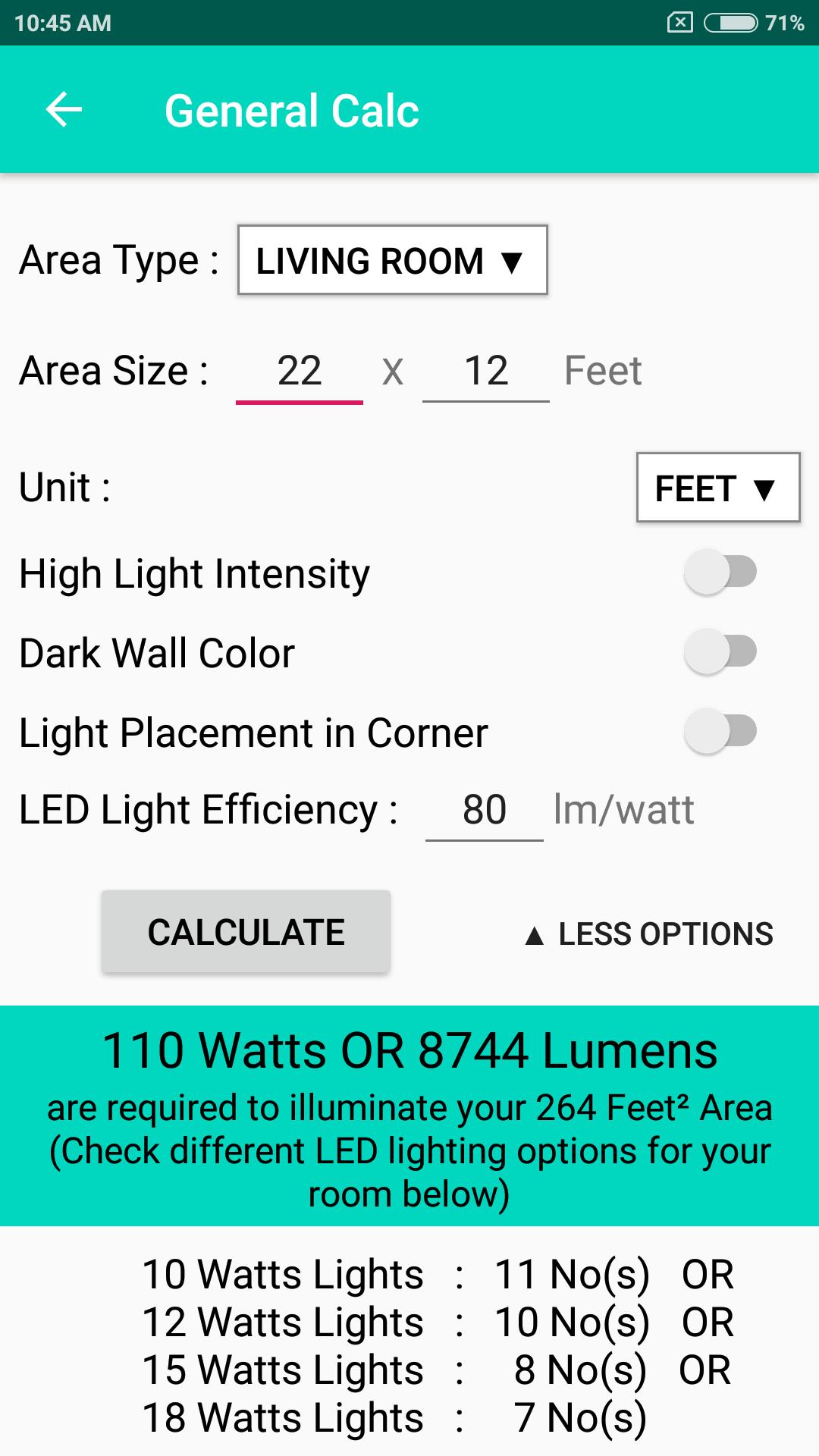 LED Light Requirement Calculator for Android - APK Download