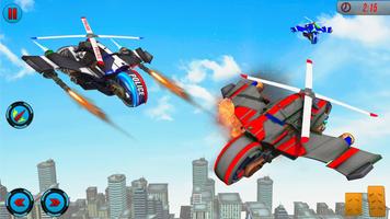 Flying Heli Robot Bike Games Affiche