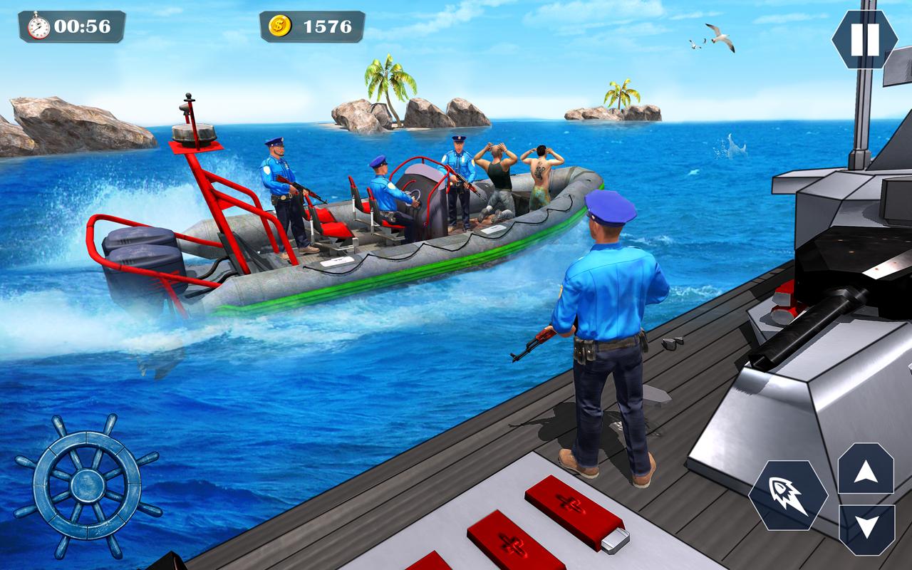 US Police Cop Boat Chase Games captura de pantalla 5.