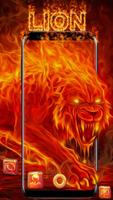 3D Fire Lion Glass Tech Theme Cartaz