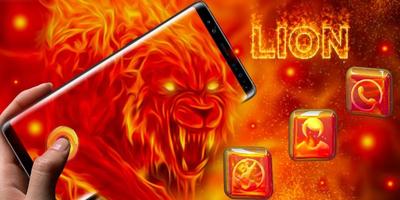 3D Fire Lion Glass Tech Theme imagem de tela 3