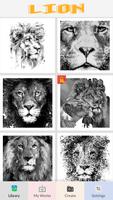 Poster Lion Pixel Art