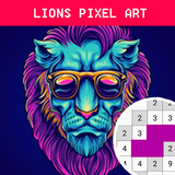 Lion Pixel Coloring Number icon