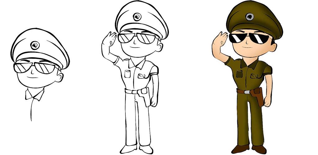 how to draw police cartoon and color APK for Android Download