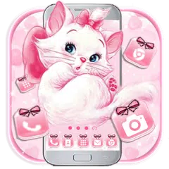 Cute Girlish Kitty Themes HD Wallpapers 3D icons APK 下載