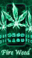 Neon Fire Weed Skull poster