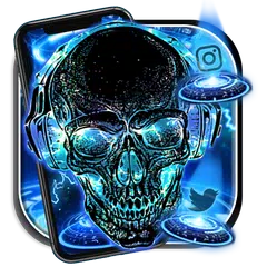 download Neon Tech Skull Themes HD Wall APK