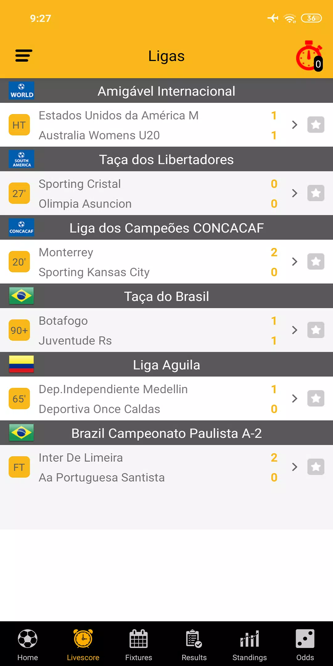 Futebol em Direto, Jogos ao Vivo e Live Scores