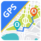 Gps navigation, carte du monde icône